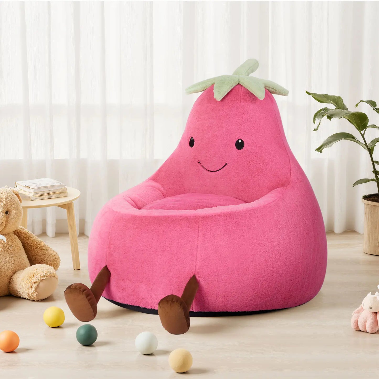 Modern Memory Foam Bean Bag Chair | High Rebound Lazy Floor Sofa for Adults & Kids, Beige Eggplant Purple Padded Lounge Couch