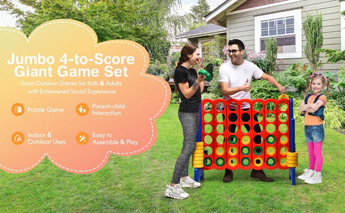 Jumbo 4-to-Score Giant 4 in A Row Game Set, Indoor Outdoor Connect Game for Kids Adults, Family Holiday Party Game