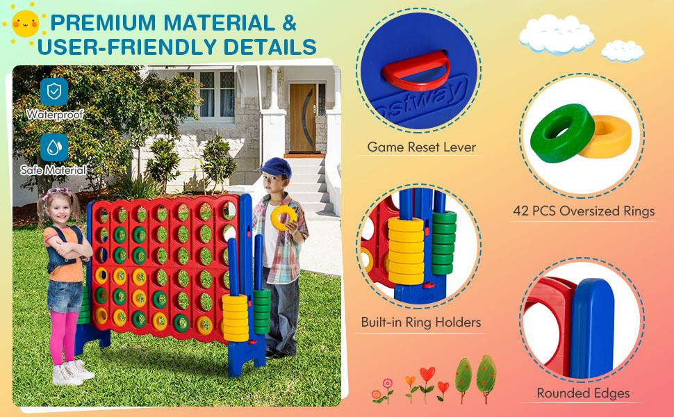 Jumbo 4-to-Score Giant 4 in A Row Game Set, Indoor Outdoor Connect Game for Kids Adults, Family Holiday Party Game