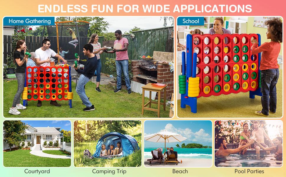 Jumbo 4-to-Score Giant 4 in A Row Game Set, Indoor Outdoor Connect Game for Kids Adults, Family Holiday Party Game