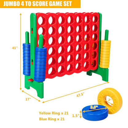 Jumbo 4-to-Score Giant 4 in A Row Game Set, Indoor Outdoor Connect Game for Kids Adults, Family Holiday Party Game
