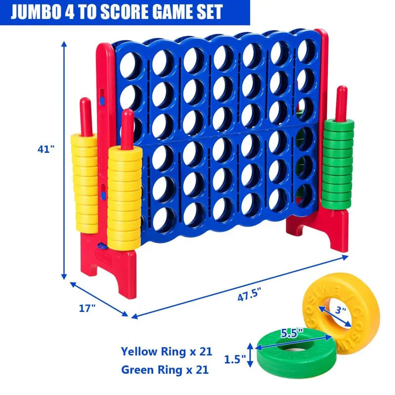 Jumbo 4-to-Score Giant 4 in A Row Game Set, Indoor Outdoor Connect Game for Kids Adults, Family Holiday Party Game