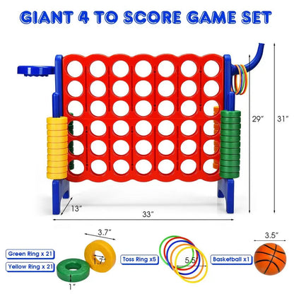 Jumbo 4-to-Score Giant 4 in A Row Game Set, Indoor Outdoor Connect Game for Kids Adults, Family Holiday Party Game