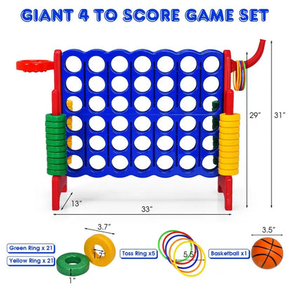 Jumbo 4-to-Score Giant 4 in A Row Game Set, Indoor Outdoor Connect Game for Kids Adults, Family Holiday Party Game