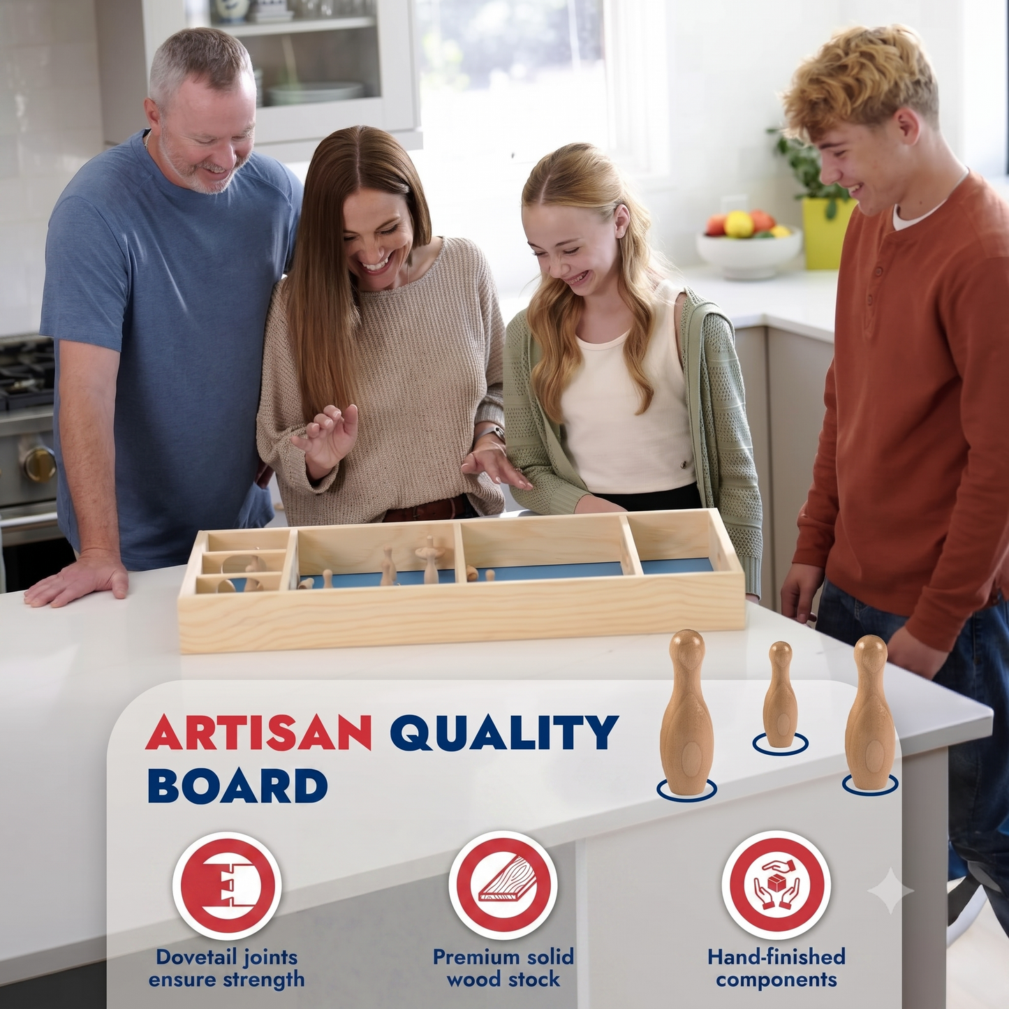 Large Wooden Board Game for Adults & Kids – Family Tabletop Game for Family Night, Indoor & Outdoor Family Entertainment