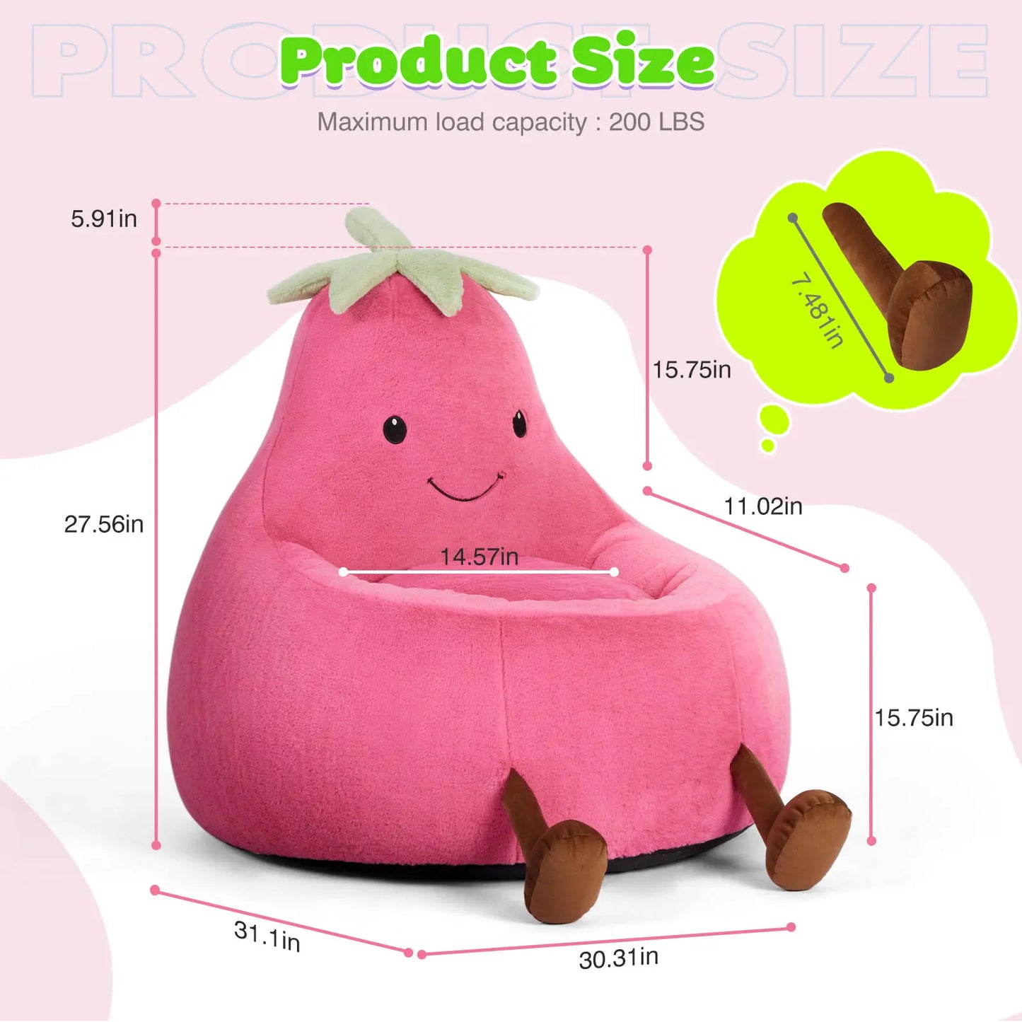 Modern Memory Foam Bean Bag Chair | High Rebound Lazy Floor Sofa for Adults & Kids, Beige Eggplant Purple Padded Lounge Couch