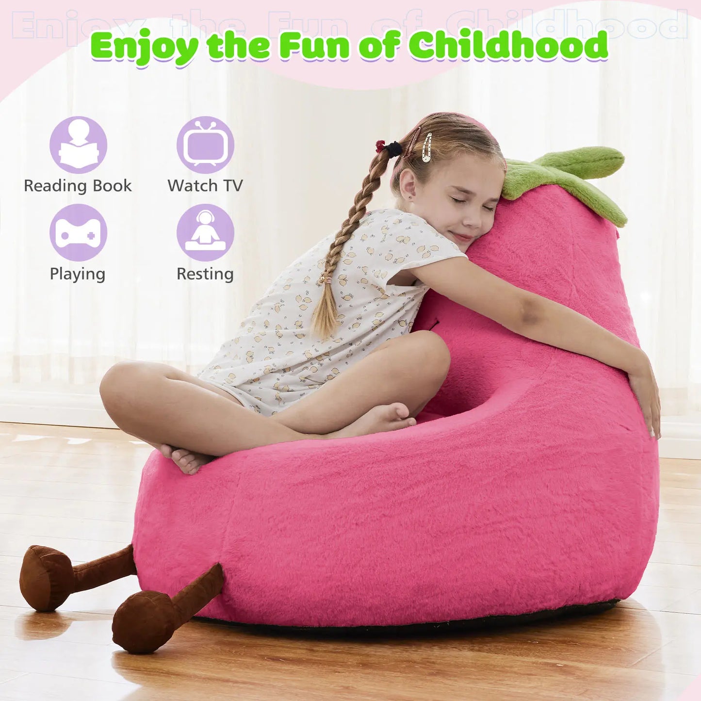 Modern Memory Foam Bean Bag Chair | High Rebound Lazy Floor Sofa for Adults & Kids, Beige Eggplant Purple Padded Lounge Couch